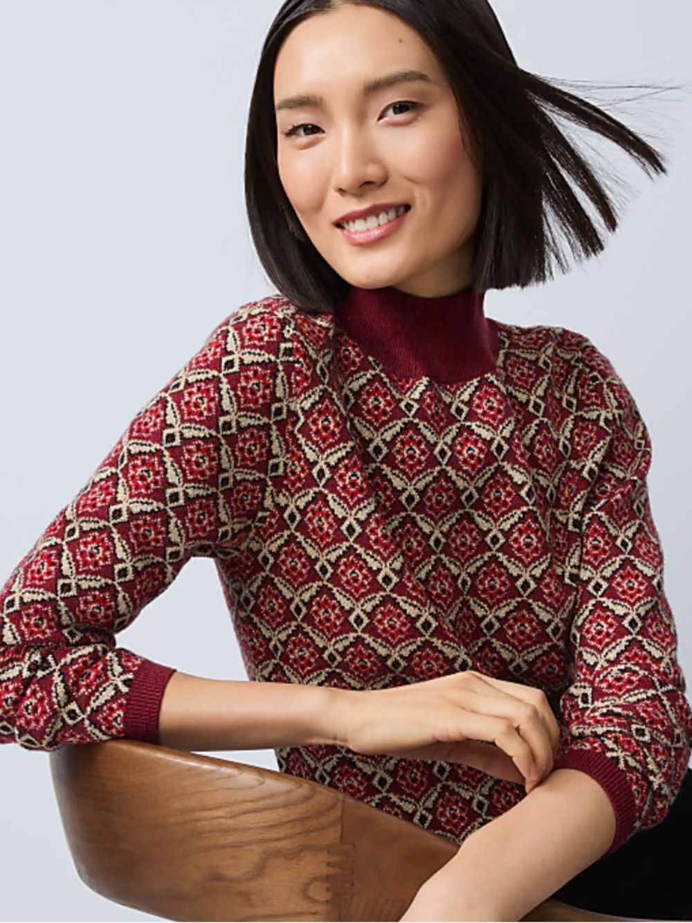 Ann Taylor Essential Jacquard Turtleneck Sweater XS - Picture 2 of 10